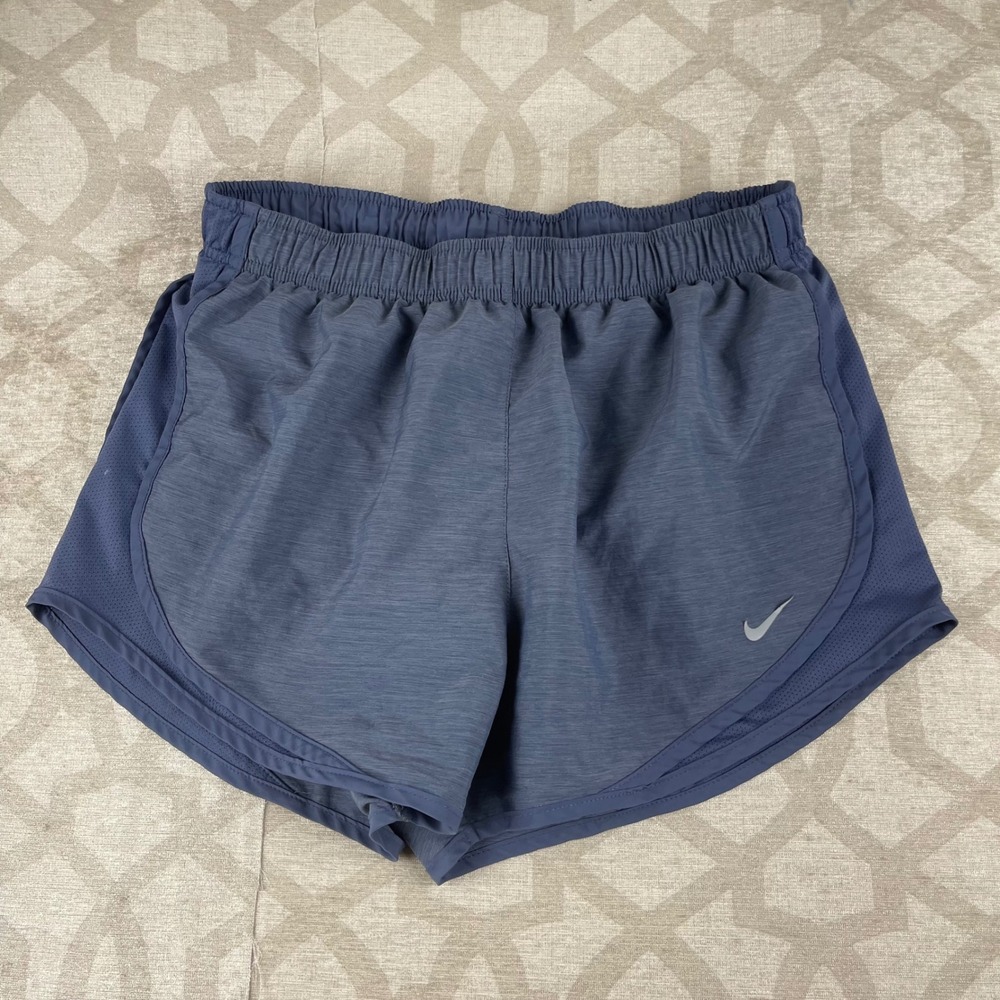 Nike Dri-FIT Tempo Women Medium Blue Heathered Running Shorts Polyester Active